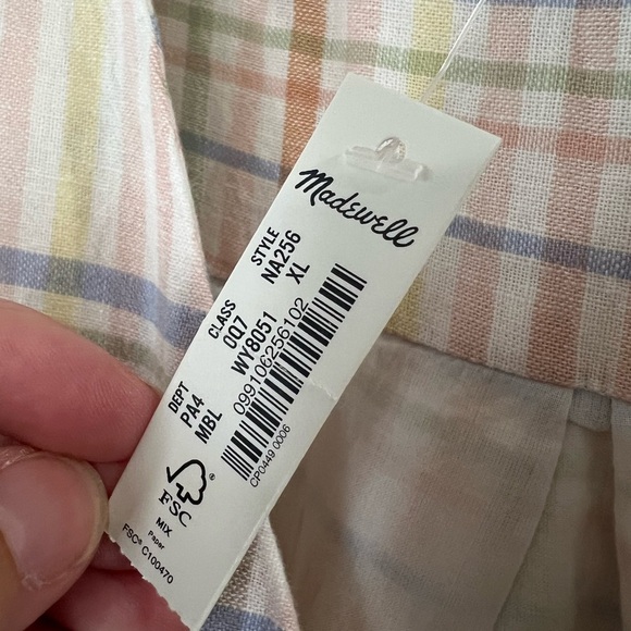 Madewell Linen-Blend Clara Midi Dress in Plaid - Size XL - NWT - Picture 7 of 8